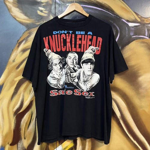 1990 The Three Stooges Safe Sex Graphic Single Stitch Tee