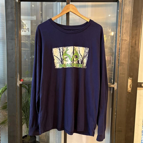 0325H95F - Vintage Retro Essential Navy Realtree Longsleeve Graphic Print Top Tee T-shirt #90s #graphic #top #essential #basic
