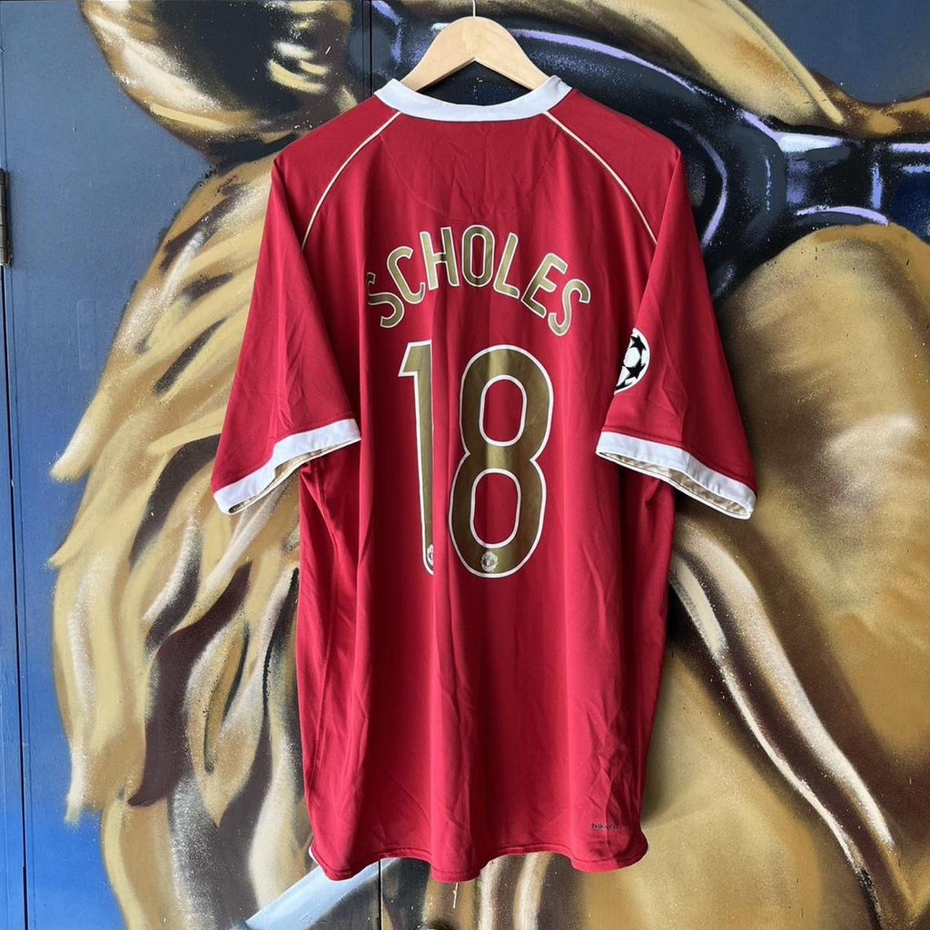 Manchester United 2006/2007 Home Paul Scholes Football Jersey Champions League Authentic