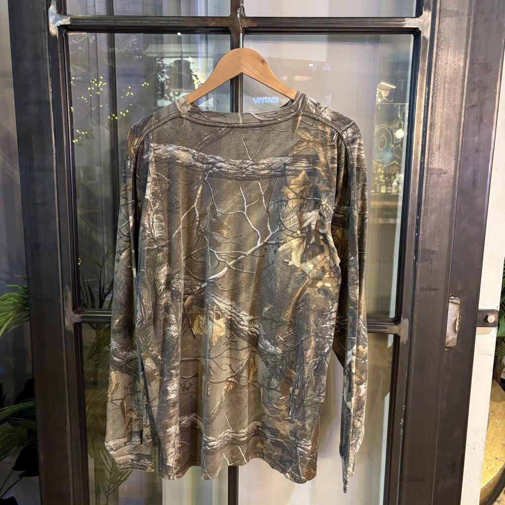 RTT225 - Vintage Retro essential RealTree Camouflage Khaki Green Brown Field Hunting graphic print Longsleeve Top T-Shirt Tee #camo #realtree #hunting #utility