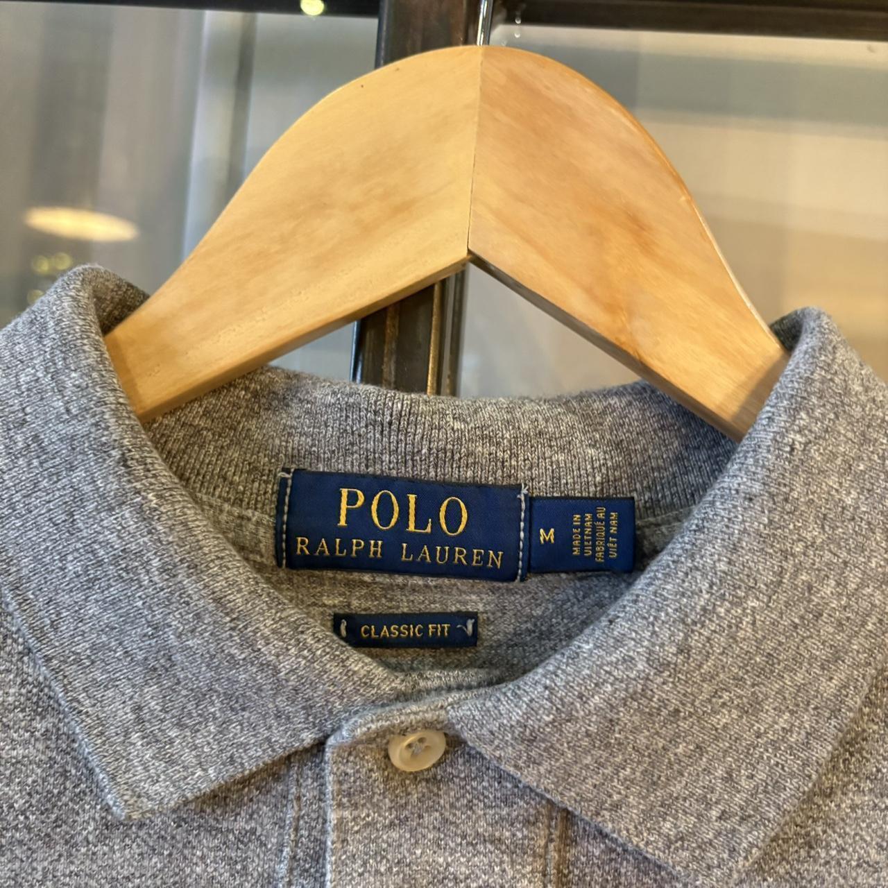 POL556-F - Vintage Retro Ralph Lauren Grey Plain Polo Shirt Short Sleeve collared button up top  #Y2K #preppy #chiefkeef #oldmoney #ralphlauren