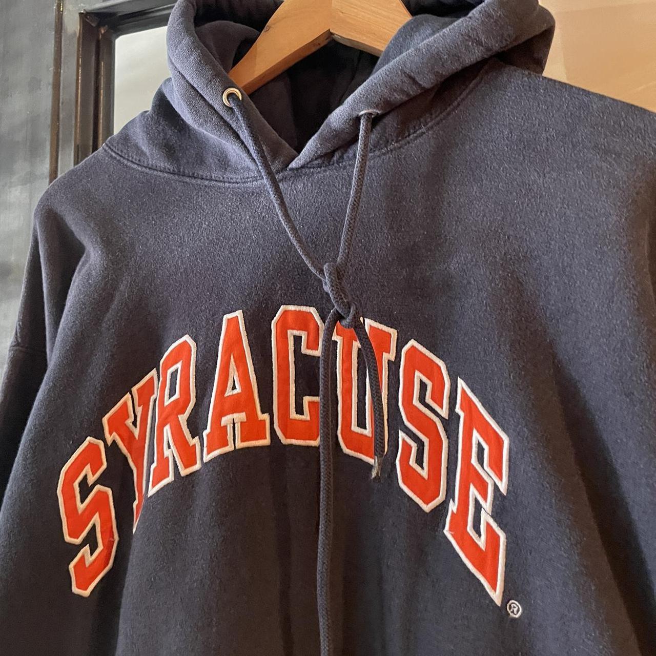 CP1302FA - Vintage Retro Essential Navy Syracuse University College Hoodie with big spellout embroidered logo #90s #collge #essential #syracruse #y2k