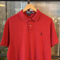 POL390-F - Vintage Retro Ralph Lauren Red Plain Polo Shirt Short Sleeve collared button up top  #Y2K #preppy #chiefkeef #oldmoney #ralphlauren