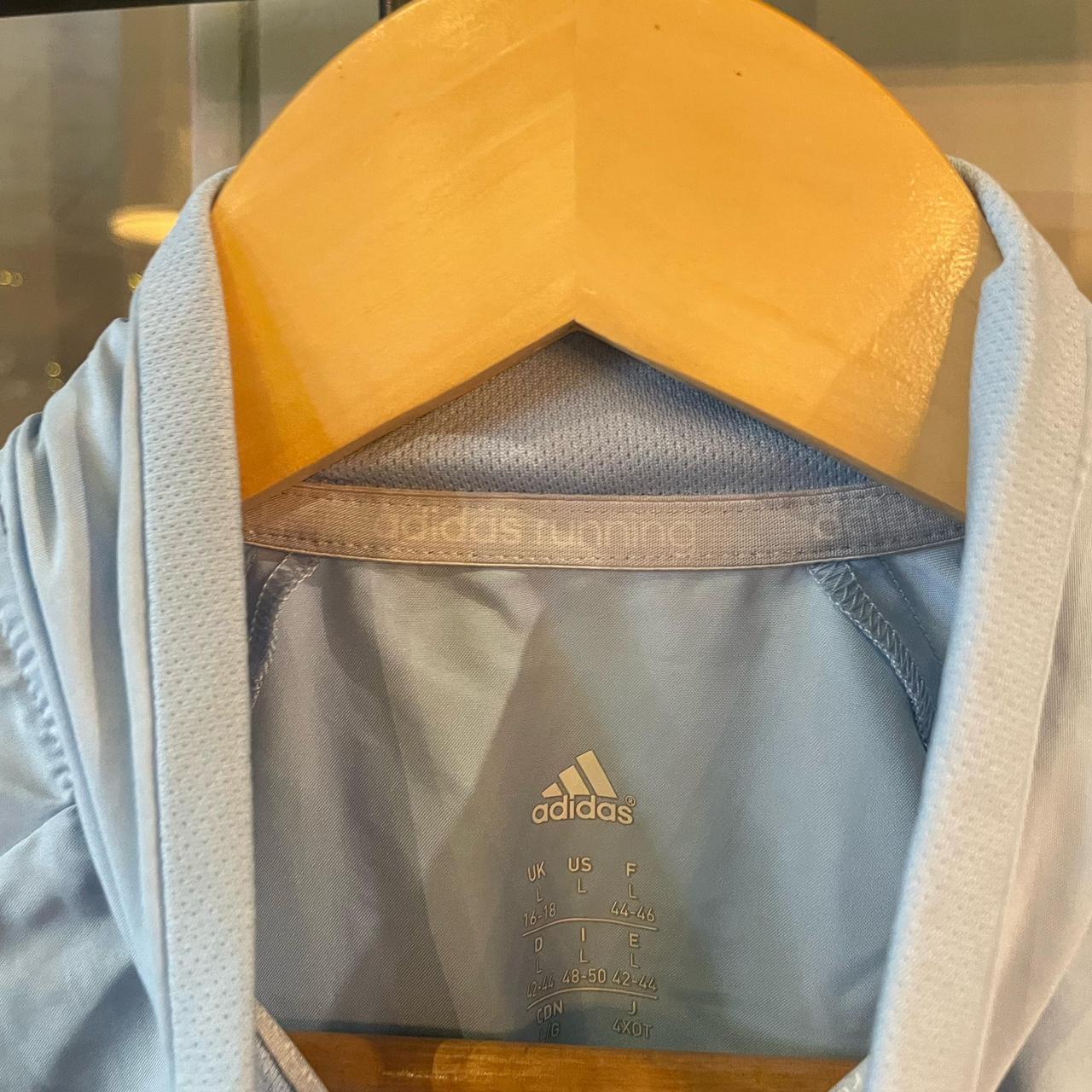 SWT568BR - Vintage Retro Essential Baby Blue Adidas Reflective Lightweight 1/4 Zip up jacket windbreaker #sportswear #y2k #90s #adidas #lightweight