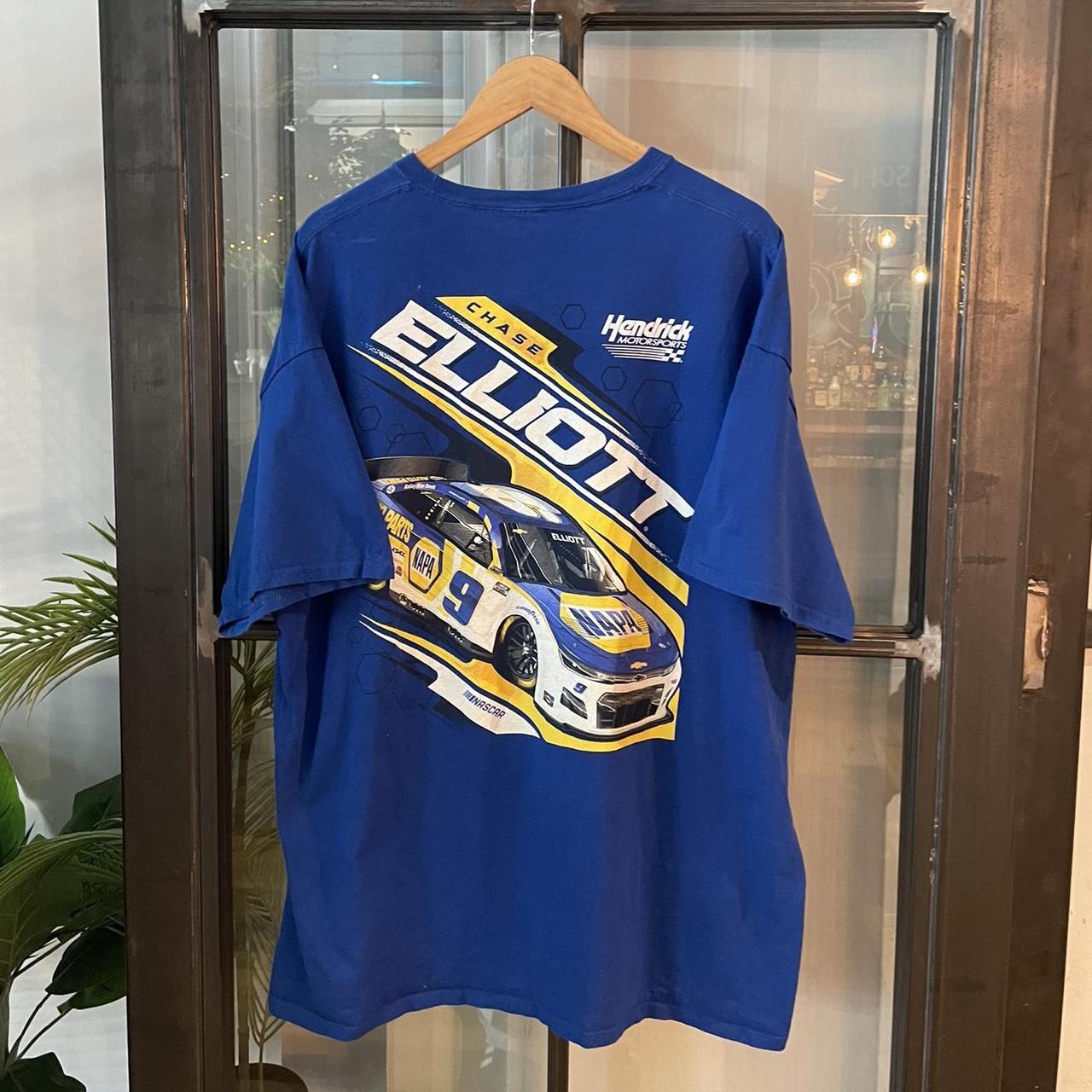 TEE00DF - Vintage Retro Essential Blue Nascar Chase Elliot 9 Napa Chevrolet Graphic Print Top Tee T-shirt #90s #graphic #nascar #racing #racer