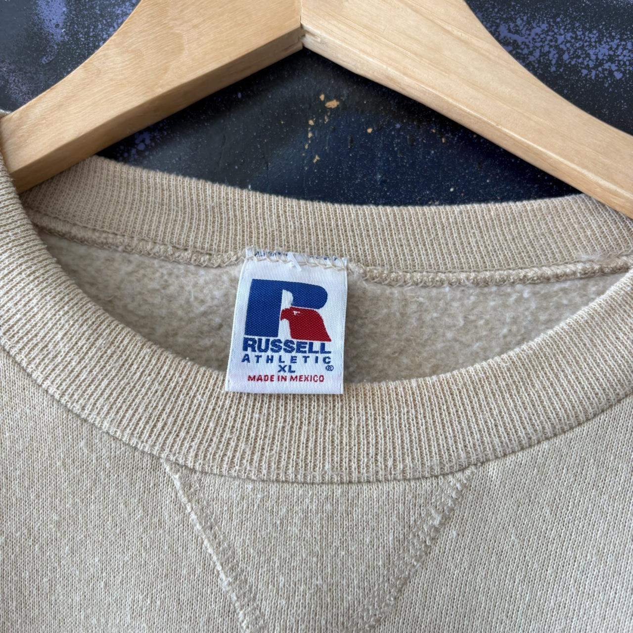 Vintage Russell Athletic Sweatshirt Mens XL Beige Blank Essential Skate Jumper Top USA 90s Y2K 2000s