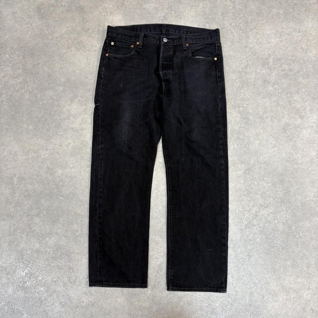 Vintage Levi's 501 Jeans Mens 36x30 Black Denim Wash Straight Leg Trousers Cowboy Western USA 90s Y2K