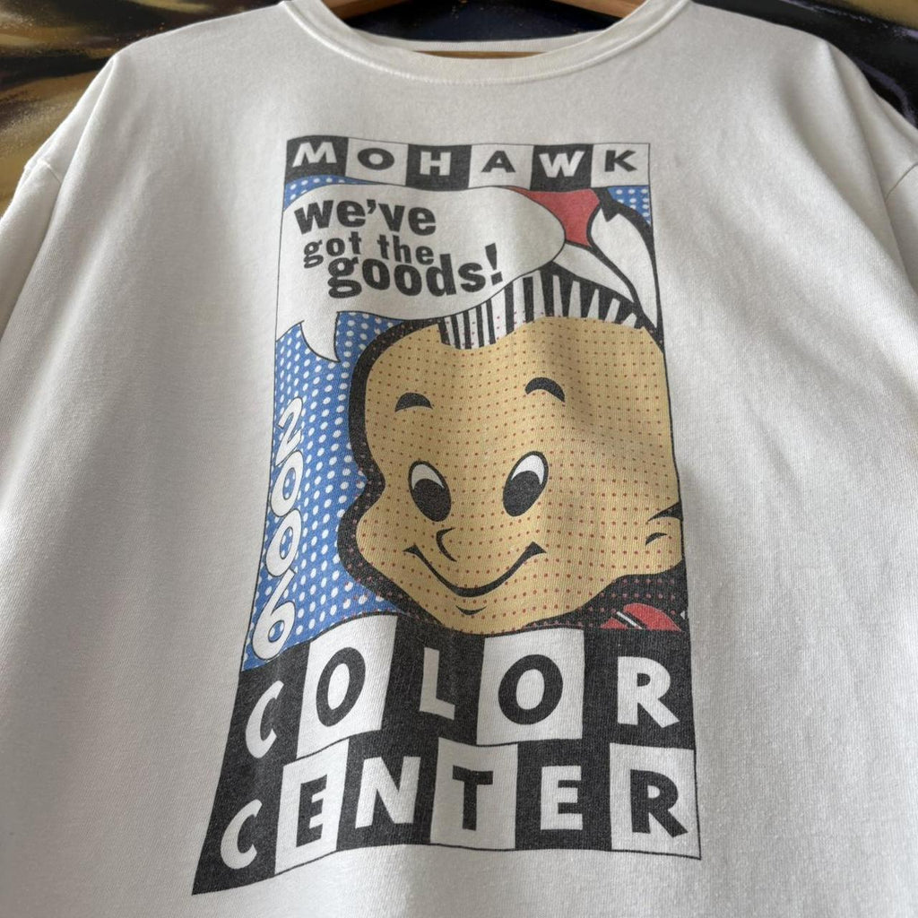 Vintage Mohawk T Shirt Tee Mens XL White Cartoon Graphic Print Promo Advertising 2006 Top 90s Y2K
