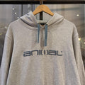 MES1812M-P - Vintage Retro Essential Grey Animal Sweatshirt Hoodie with embroidered spell out centre logo #90s #sportswear #essential #animal #y2k