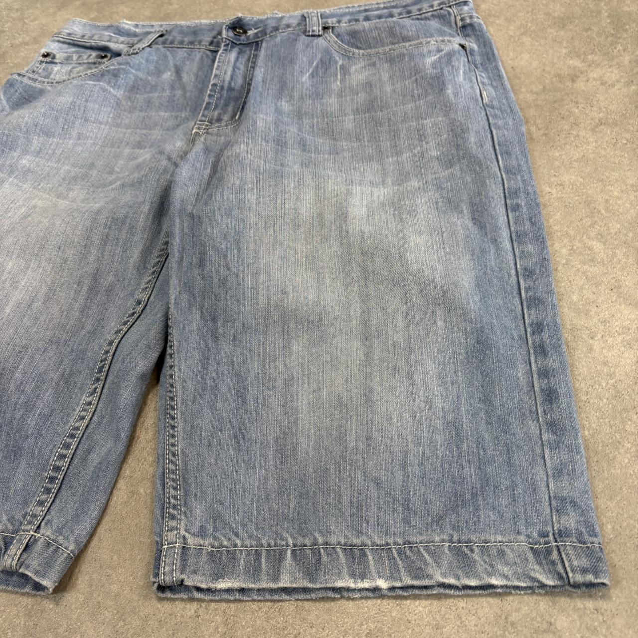 Vintage Light Blue Wash Jorts 36” Baggy Wide Leg Skate Surf Denim Jean Shorts Hip Hop Streetwear Y2K