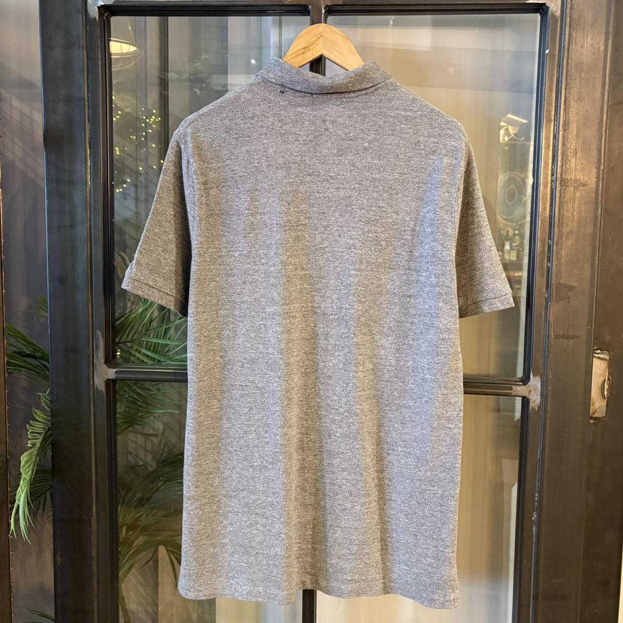 POL556-F - Vintage Retro Ralph Lauren Grey Plain Polo Shirt Short Sleeve collared button up top  #Y2K #preppy #chiefkeef #oldmoney #ralphlauren
