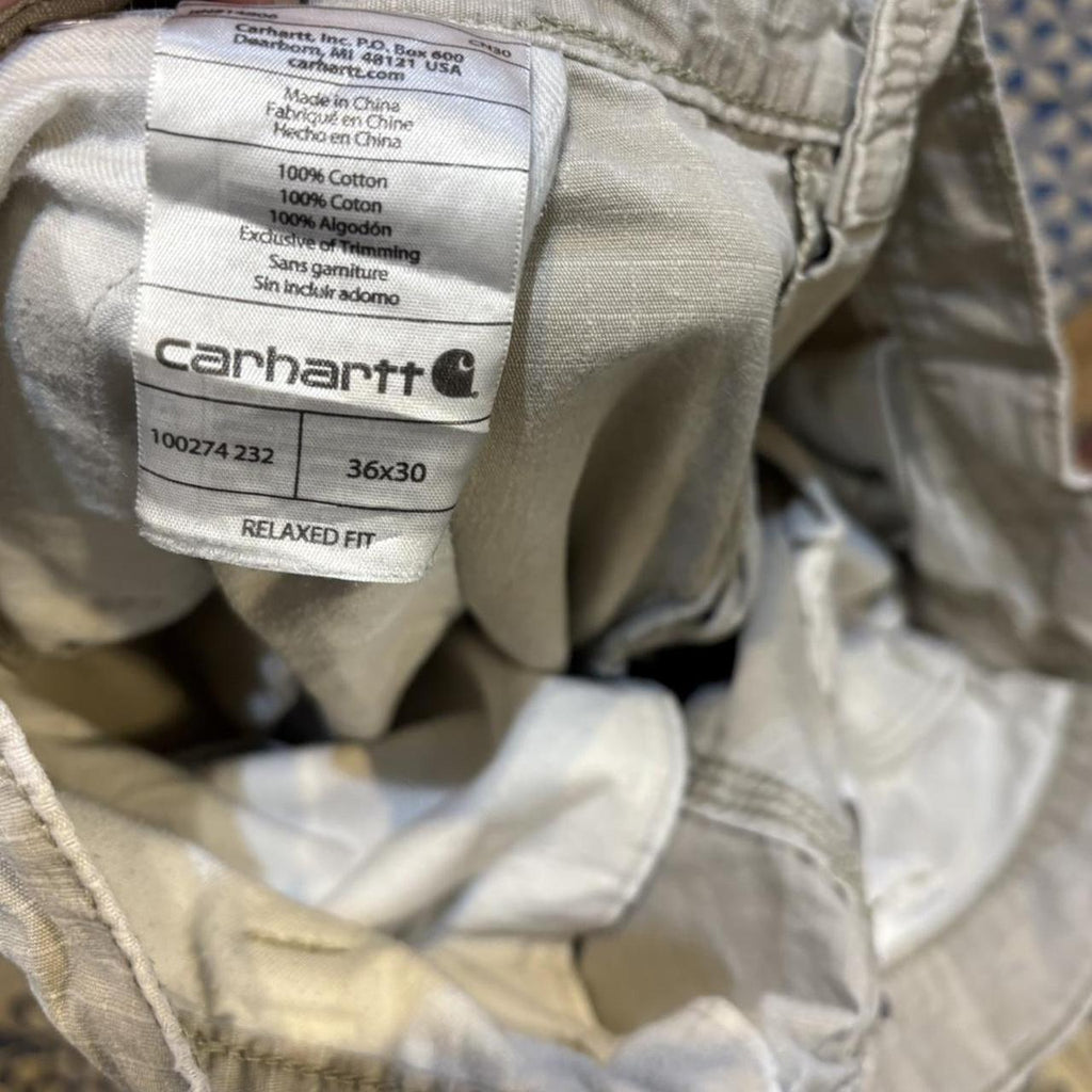 BR2401AM-F - Vintage retro essential  Beige Carhartt Ripstop Cargo Trousers pants casual workwear #skater #utility #ripstop #cargos #carhartt