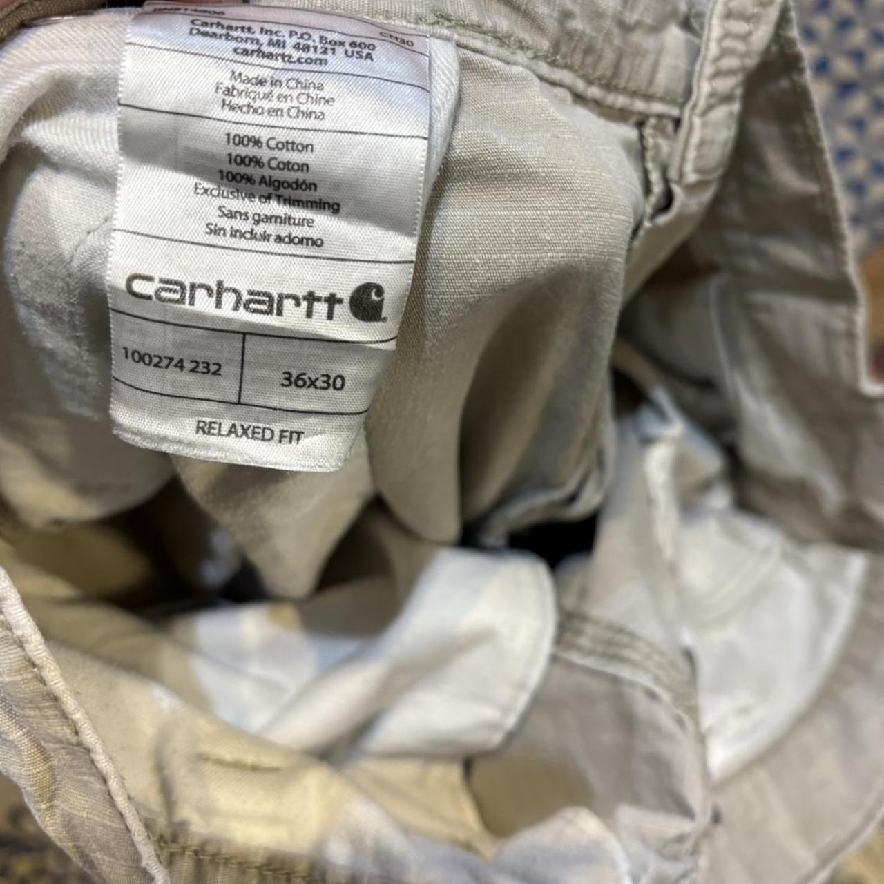 BR2401AM-F - Vintage retro essential  Beige Carhartt Ripstop Cargo Trousers pants casual workwear #skater #utility #ripstop #cargos #carhartt