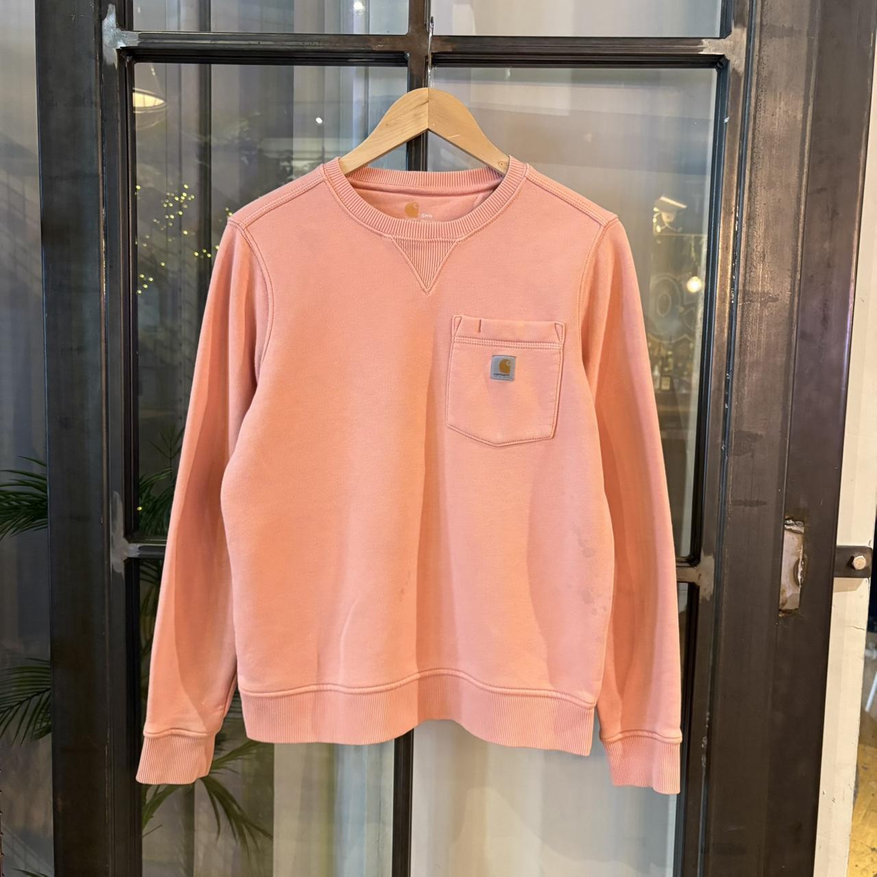 SWT611BR - Vintage Retro Essential Peach Carhartt Crewneck Jumper Sweatshirt with embroidered patch pocket logo #workwear #skater #essential #y2k #carhartt