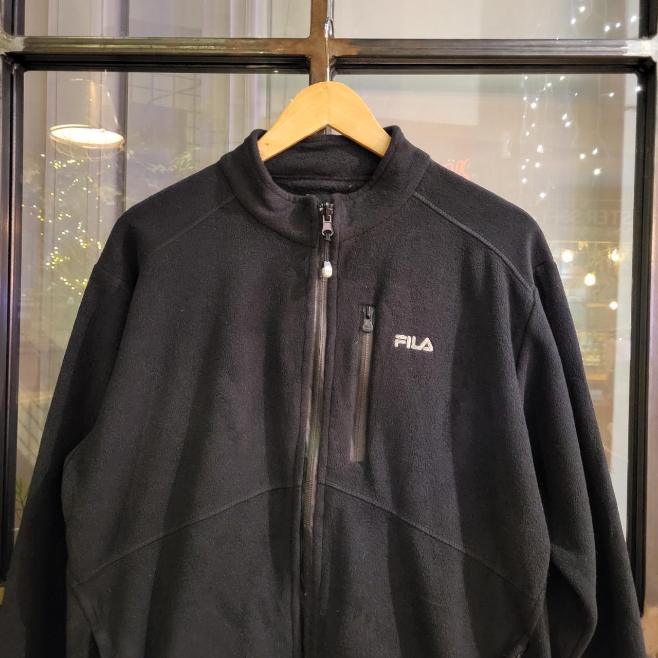 WDB058P - Vintage retro Essential Fila Black Full zip Up snap-T outdoor fleece jacket sweatshirt #pullover #outdoor #expedition #hike #gorpcore