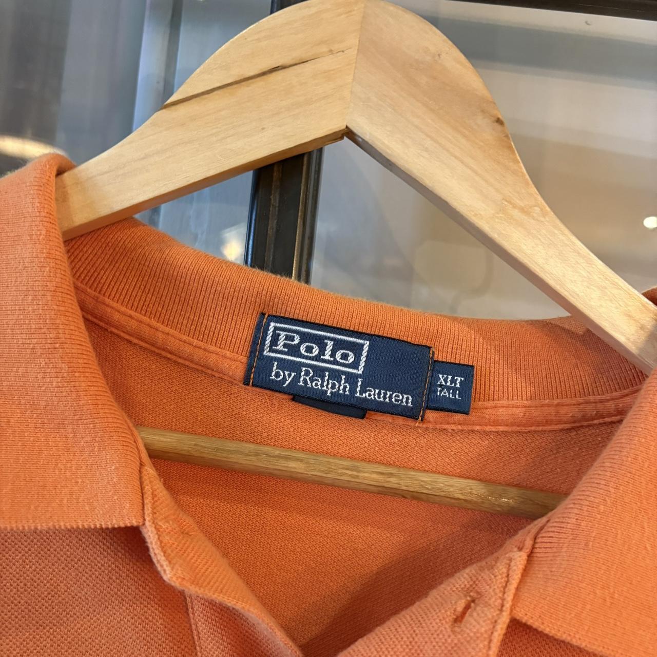 POL548F - Vintage Retro Ralph Lauren Plain Orange Longsleeve Polo collared button up top  #Y2K #preppy #chiefkeef #oldmoney #ralphlauren