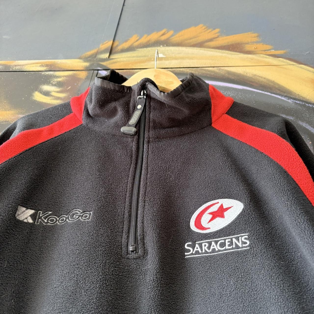 VIN1203D-U - Vintage Retro Essential Kooga Saracens Rugby Union Training 1/4 Fleece Sweatshirt with embroidered logos sponsorships #sportswear #rugby #activewear #saracens #kooga