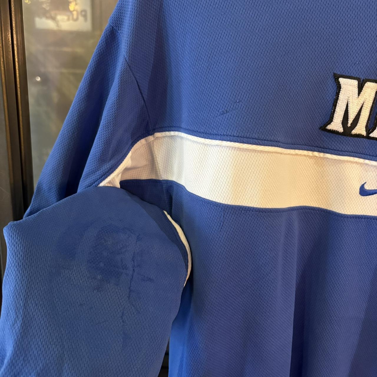 SWT686F - Vintage Retro Essential Blue Nike Crewneck Jumper Sweatshirt with embroidered mhs patch and centre swoosh logo #90s #sportswear #essential #y2k #nike