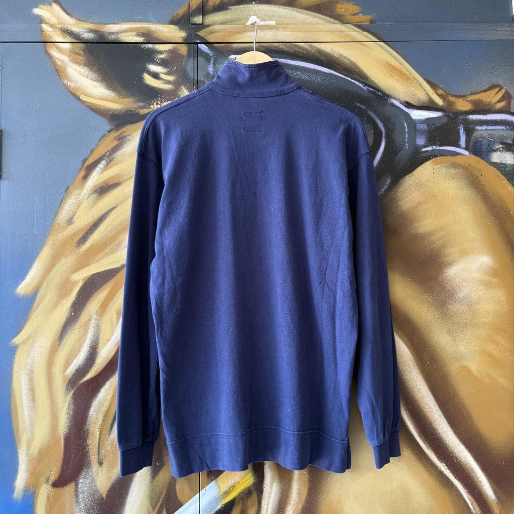 Vintage Nike Sweatshirt Mens Medium Navy Swoosh Spell Out 1/4 Zip Pullover Jumper Top 90s Y2K 00s