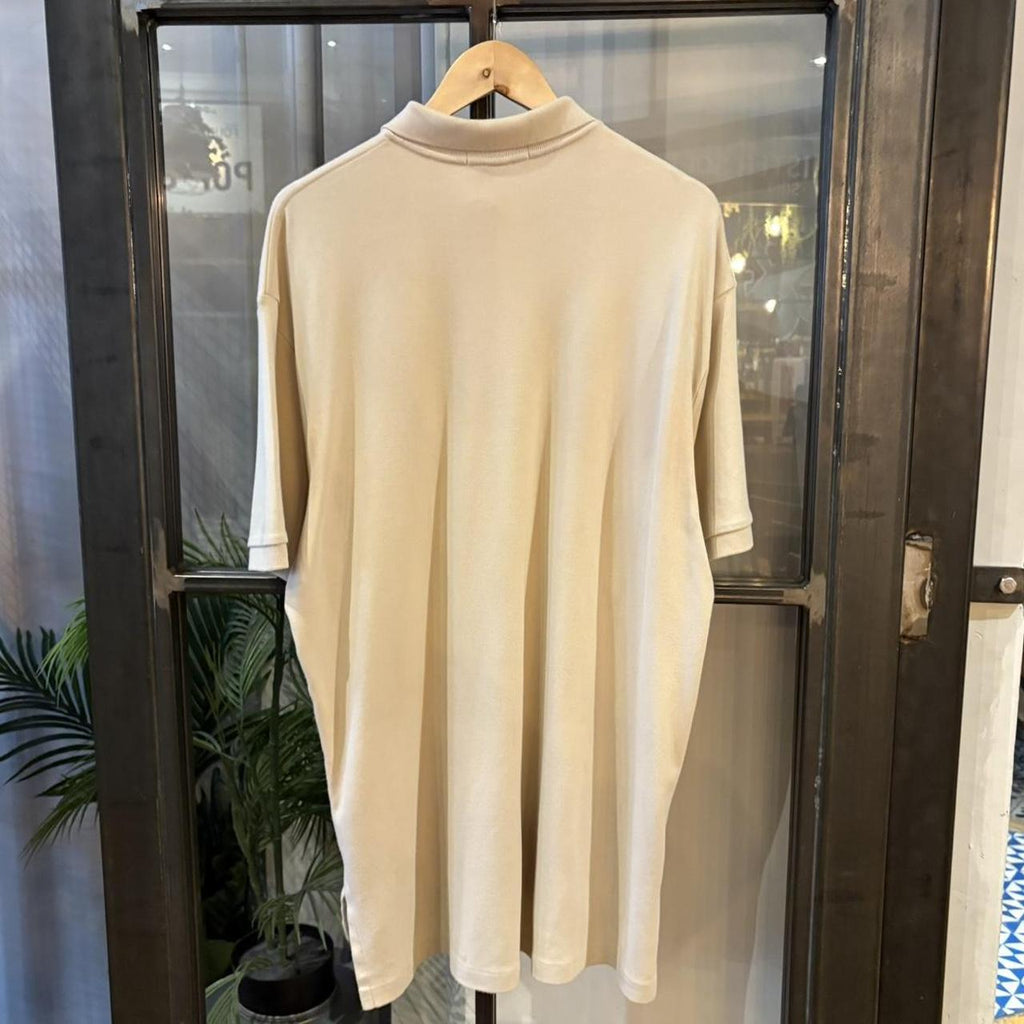 BR1912W-F - Vintage Retro Ralph Lauren Plain Beige Polo Shirt Short Sleeve collared button up top  #Y2K #preppy #chiefkeef #oldmoney #ralphlauren