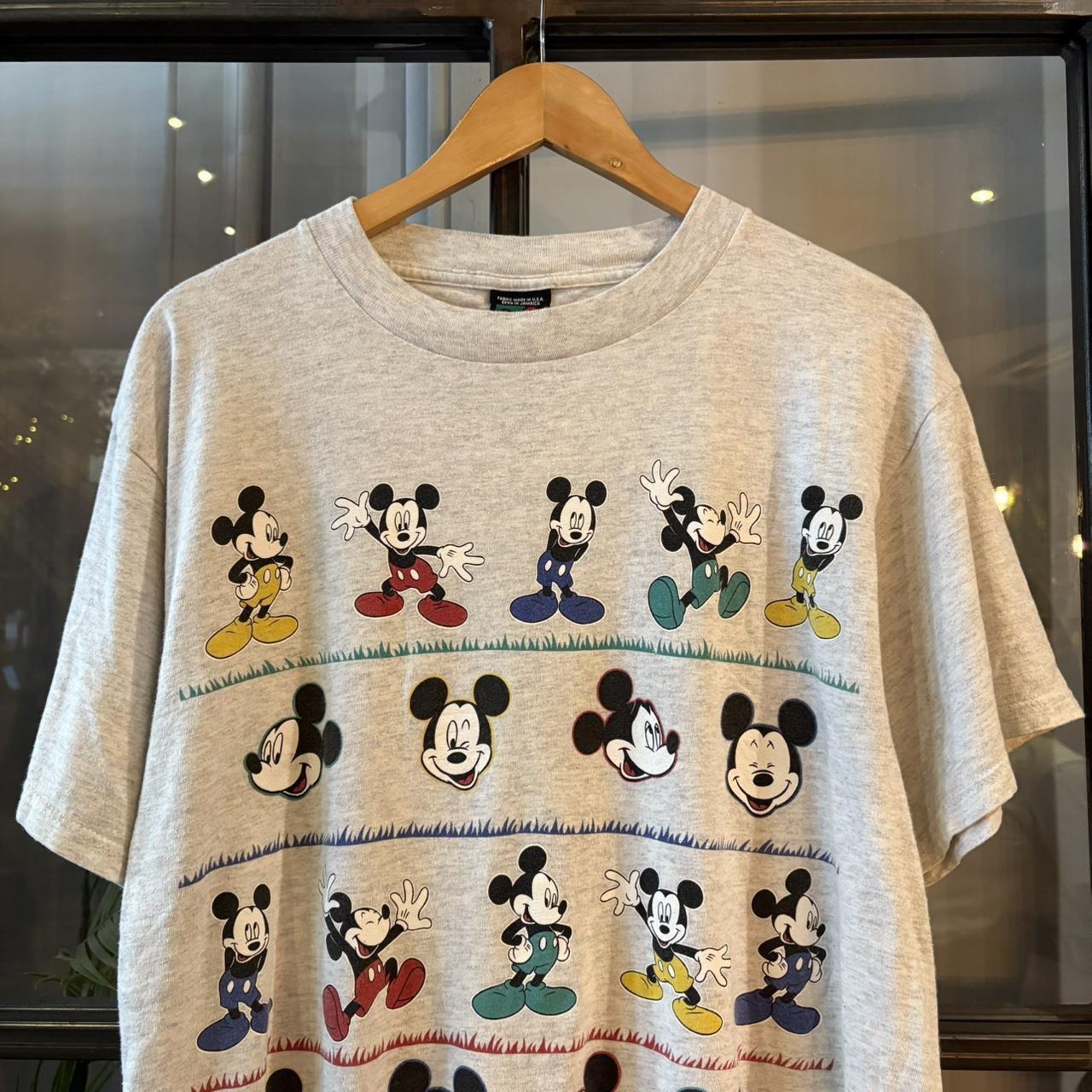 TEE632F - Vintage Retro Essential Grey Mickey Unlimited Jerry Leigh Tag Mickey Mouse Multiple Poses Graphic Print Top Tee T-shirt #mickeyunlimited #graphic #disney #mickeynouse
