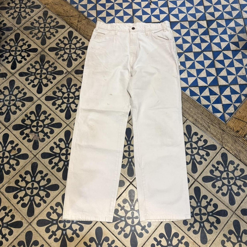 TRW400BR - Vintage retro essential  Cream Dickies Straight Leg Trousers pants casual workwear skate #workwear #wideleg #carpenter #dickies