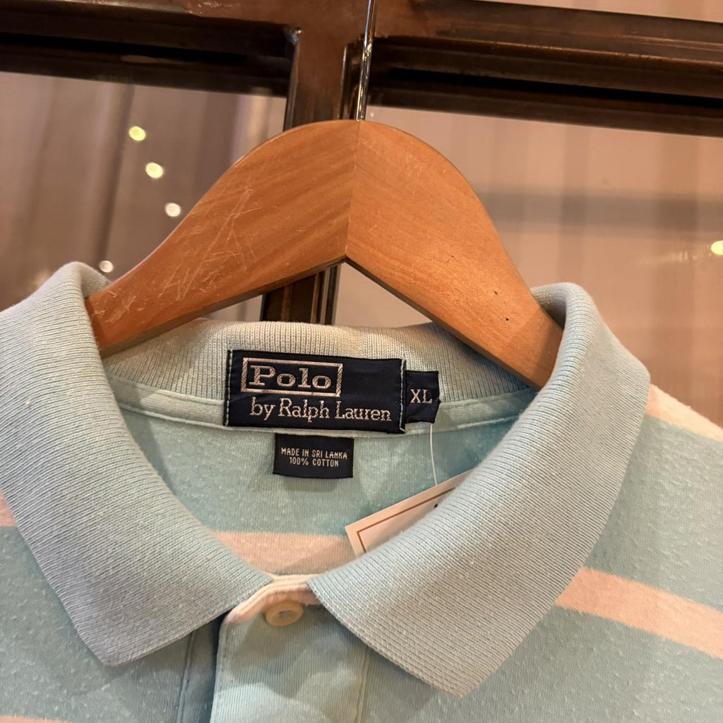 POL601-P - Vintage Ralph Lauren Light Blue Striped collared button up polo shirt top #Y2K #preppy #chiefkeef #smartcasual #oldmoney