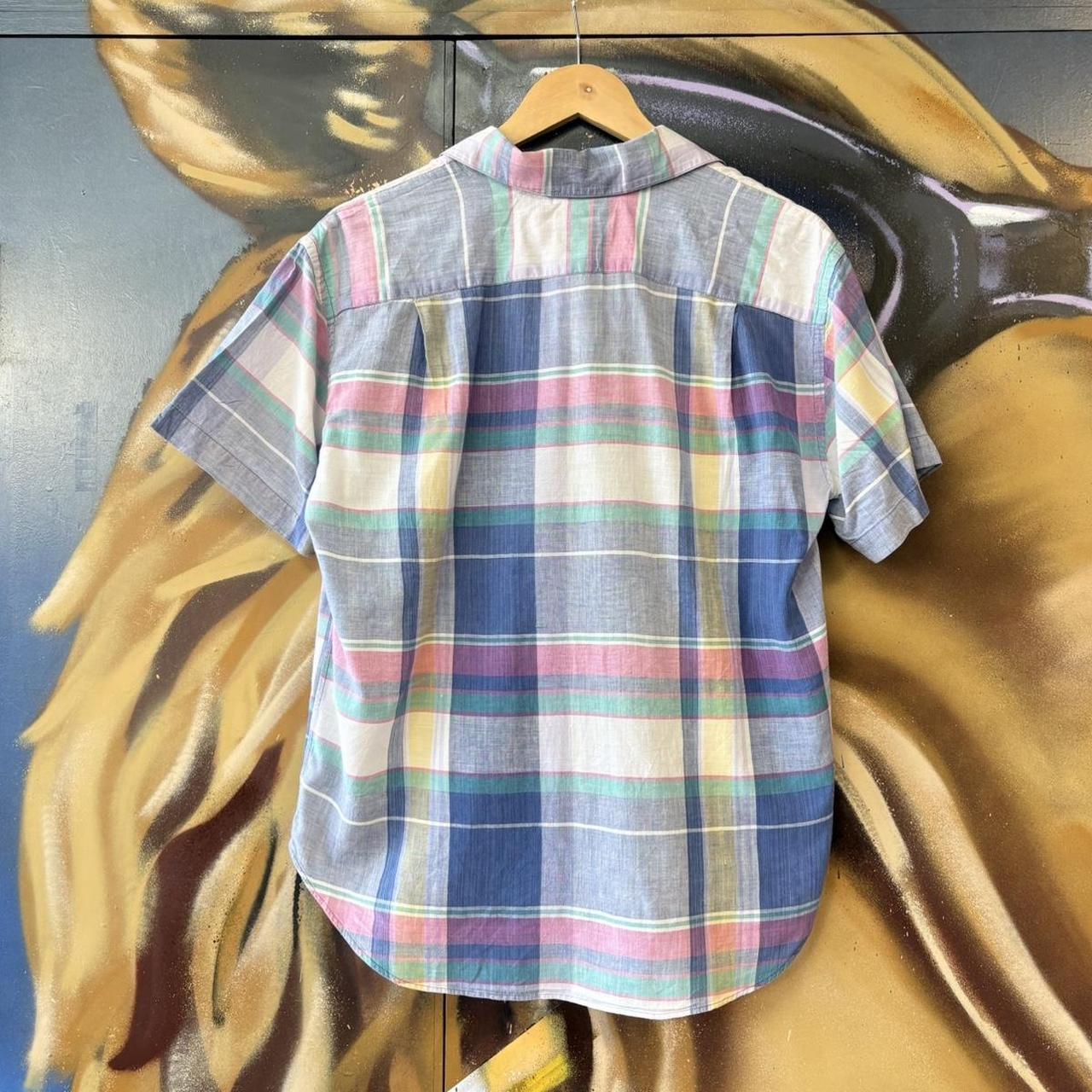 BR1912ALM-P - Vintage Ralph Lauren Blue Check short sleeve camp collar double pocket button up polo shirt top #Y2K #preppy #chiefkeef #smartcasual #oldmoney