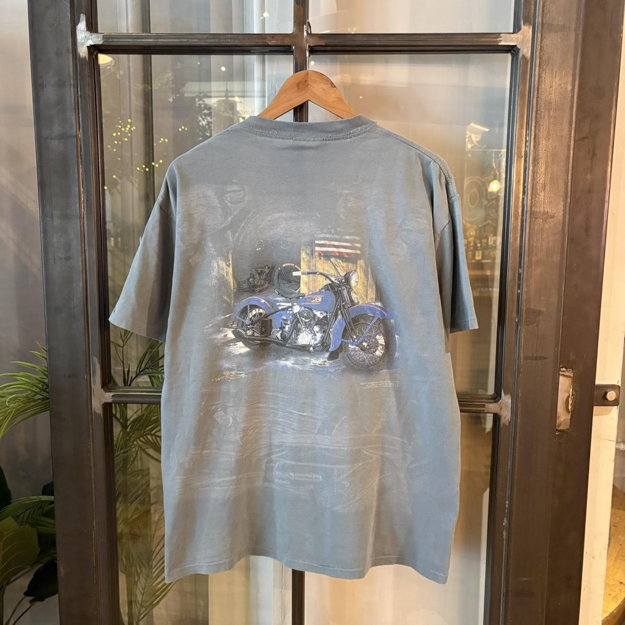 TEE404BR - Vintage Retro Essential Blue Motorcycle Bike Graphic Print Single Stitch Pocket Top Tee T-shirt #90s #graphic #motorcycles #biker #distressed