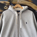 Vintage Polo Ralph Lauren Hoodie Mens Large Grey Full Zip Sweatshirt  Jumper Preppy Old Money Top 90s Y2K 00s