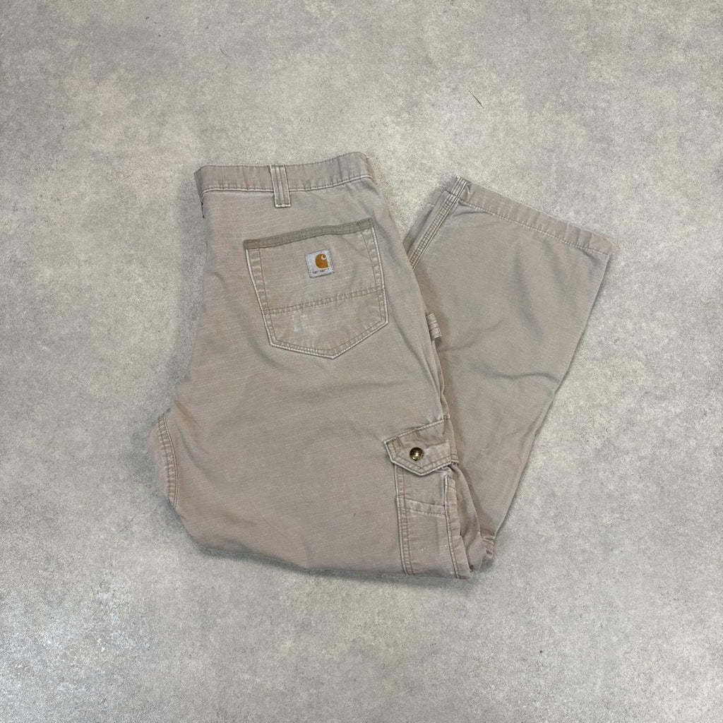 BR2701GO-U - Vintage retro essential  Stone Grey Carhartt ripstop cargo carpenter Trousers pants casual workwear #skater #utility #workwear #carpenter #carhartt