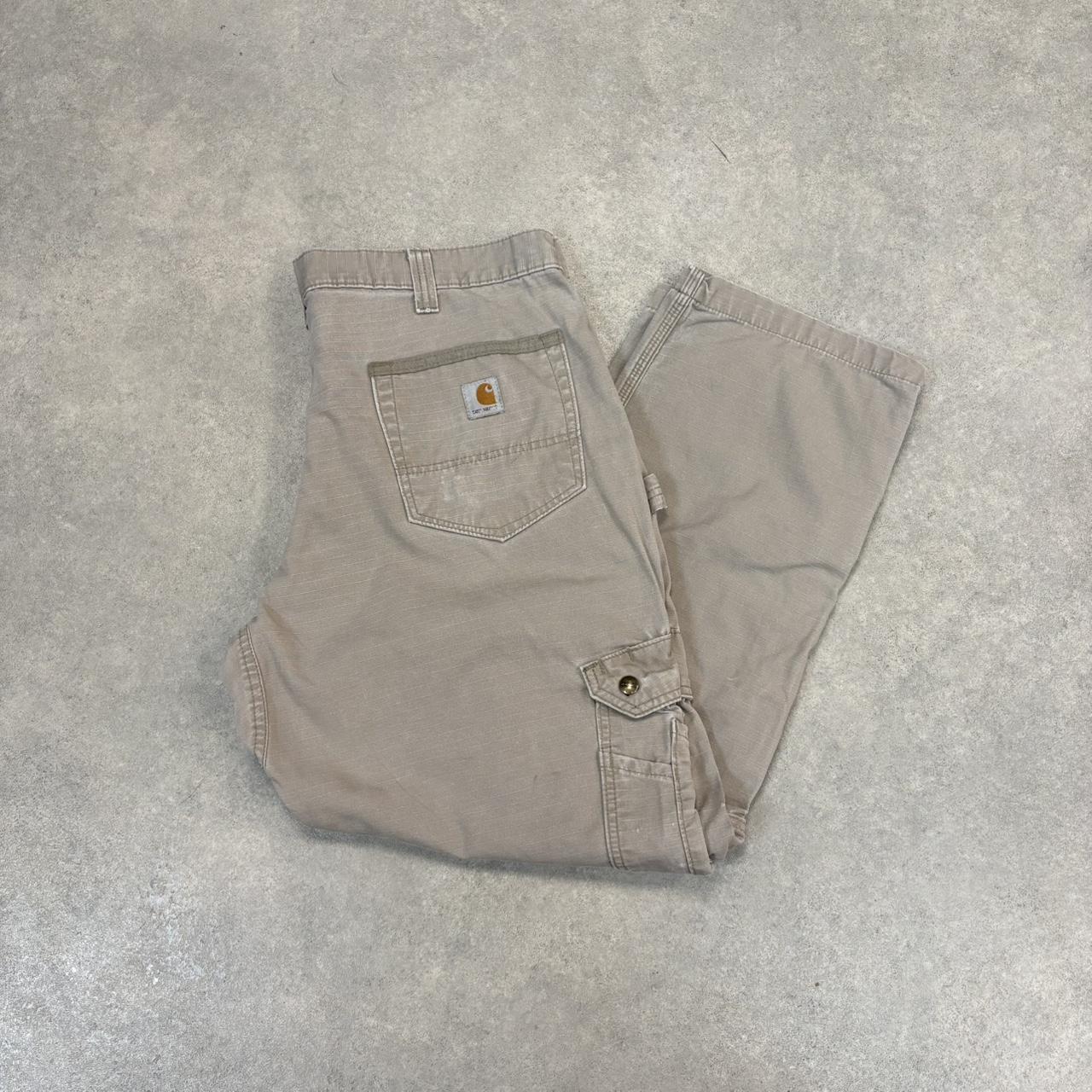 BR2701GO-U - Vintage retro essential  Stone Grey Carhartt ripstop cargo carpenter Trousers pants casual workwear #skater #utility #workwear #carpenter #carhartt