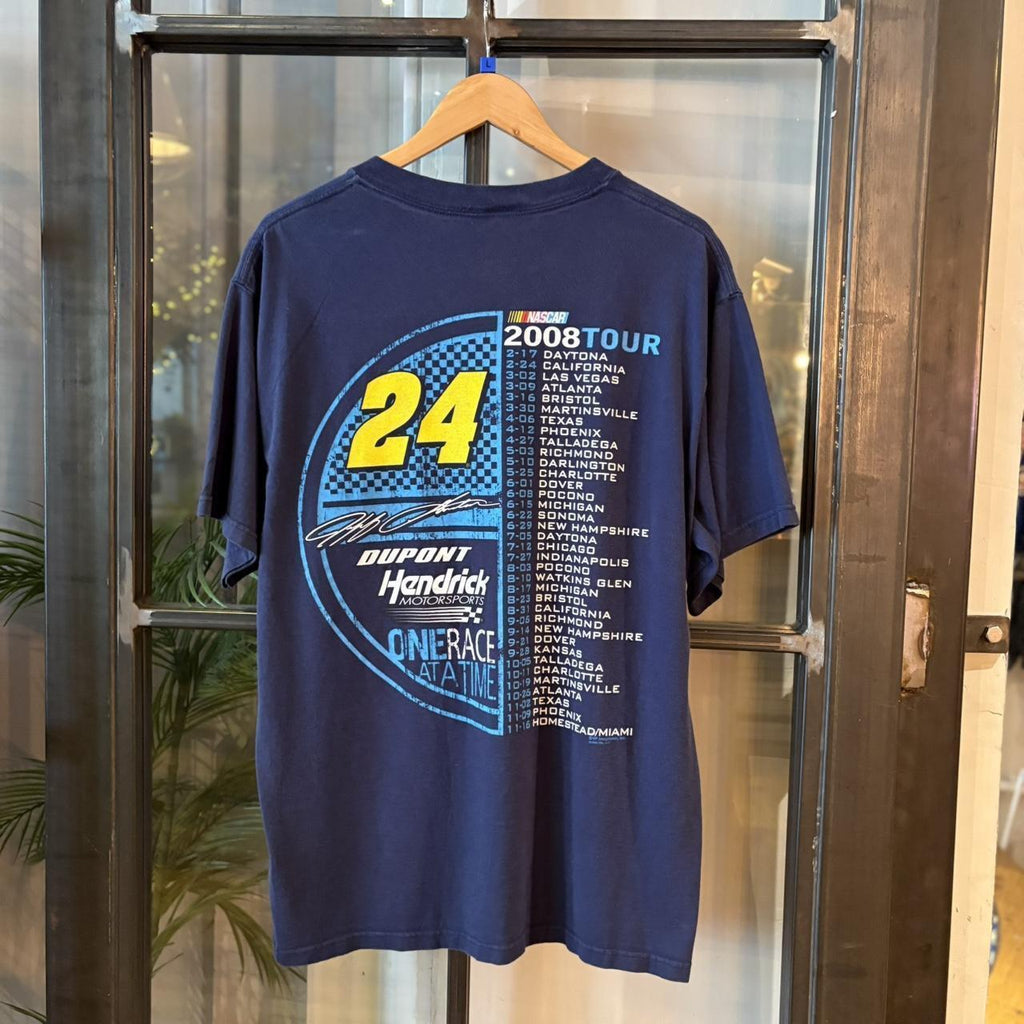 B0425A05F - Vintage Retro Essential Navy Nascar 2008 Tour Dupont Hendrick Motorsports Graphic Print Top Tee T-shirt #y2k #nascar #racing #racer #graphic