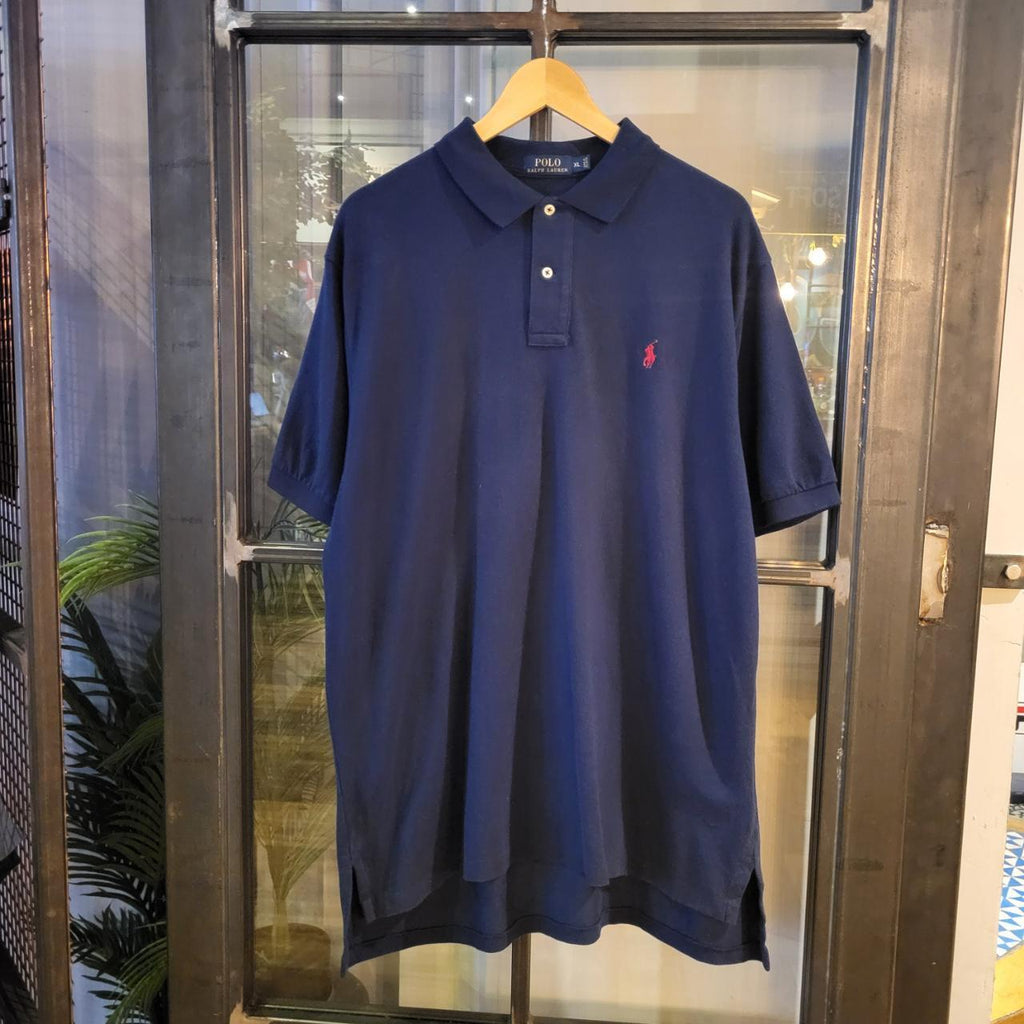 POL104 - Vintage Ralph Lauren Navy blue Polo Shirt Short Sleeve collared button up top #Y2K #preppy #chiefkeef #golf