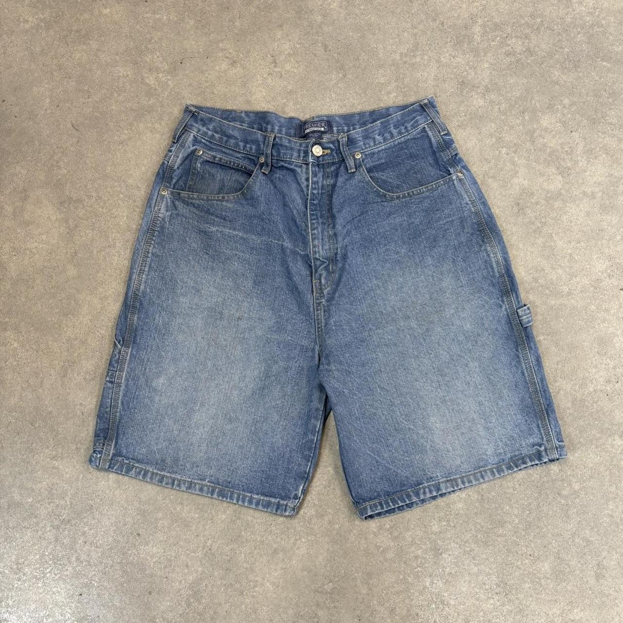 Vintage Carpenter Jorts Mens 32” Denim Light Blue Wash Jean Shorts Baggy Wide Leg Skate Surf Hip Hop 00s Y2K