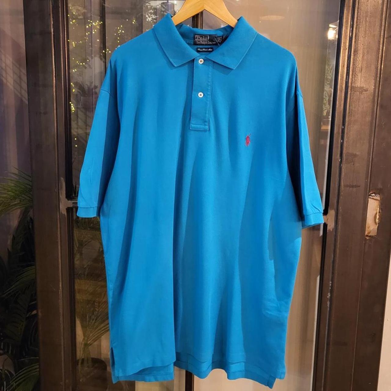 POL232-F - Vintage Ralph Lauren Blue Polo Shirt Short Sleeve collared button up top #Y2K #preppy #chiefkeef #golf #oldmoney
