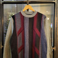 KNT1009 Vintage Retro Essential mens grey patterned argyle golf grandpa knitted cosby sweatshirt jumper crewneck 90s y2k