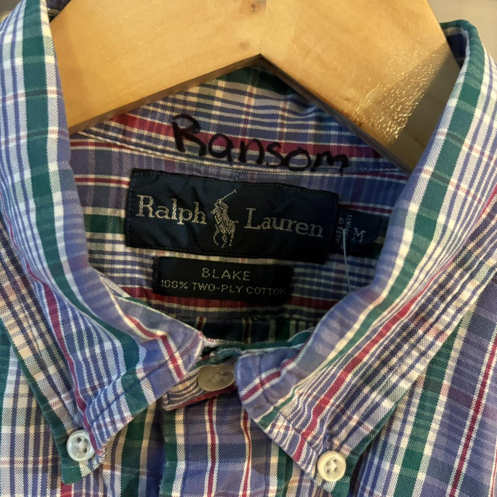 RLS145 - Vintage Ralph Lauren Purple Green Check Longsleeve collared button up polo shirt top #Y2K #preppy #chiefkeef #smartcasual #oldmoney