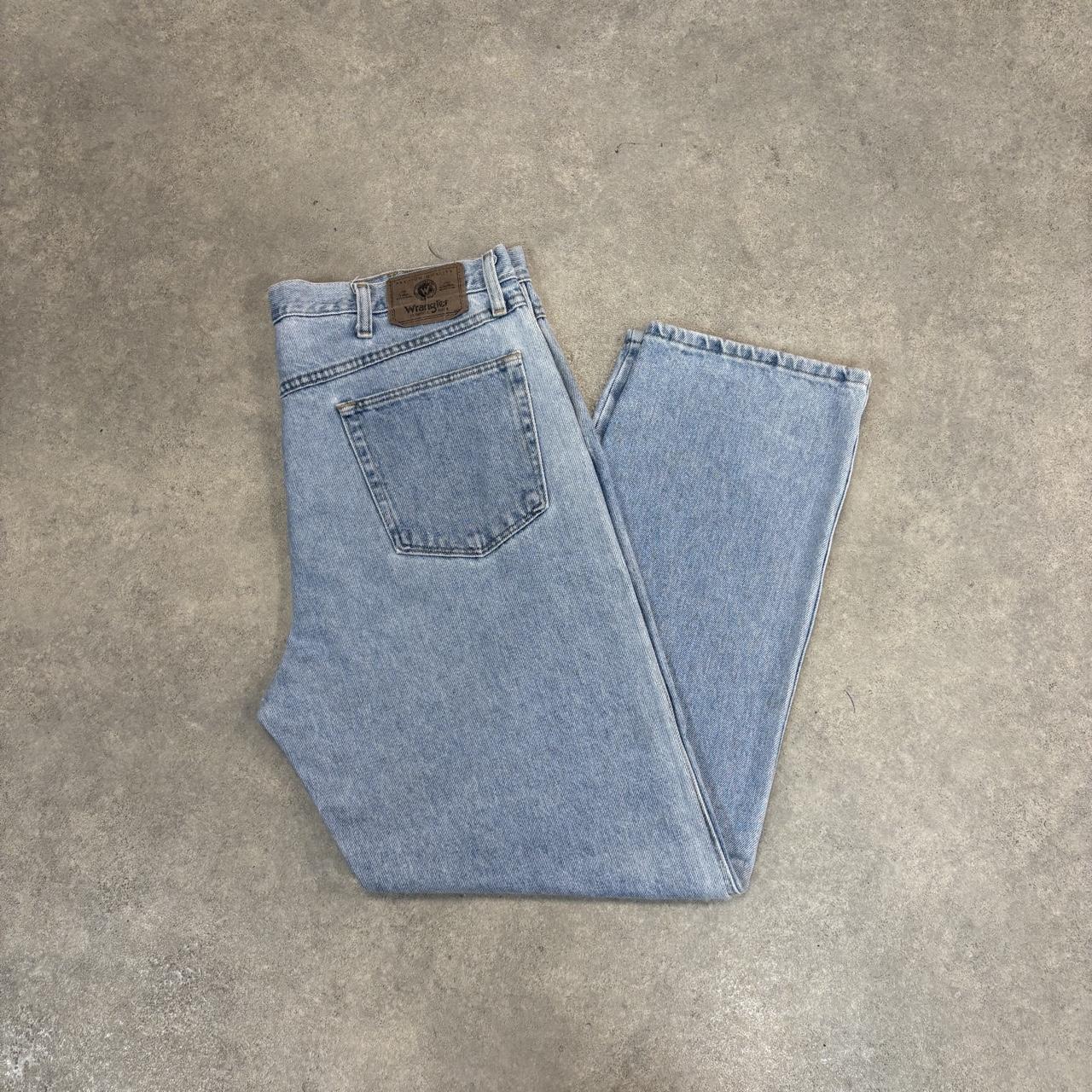 Vintage Wrangler Jeans Mens 38x30 Light Wash Denim Wash Straight Leg Trousers Cowboy Western USA 90s Y2K