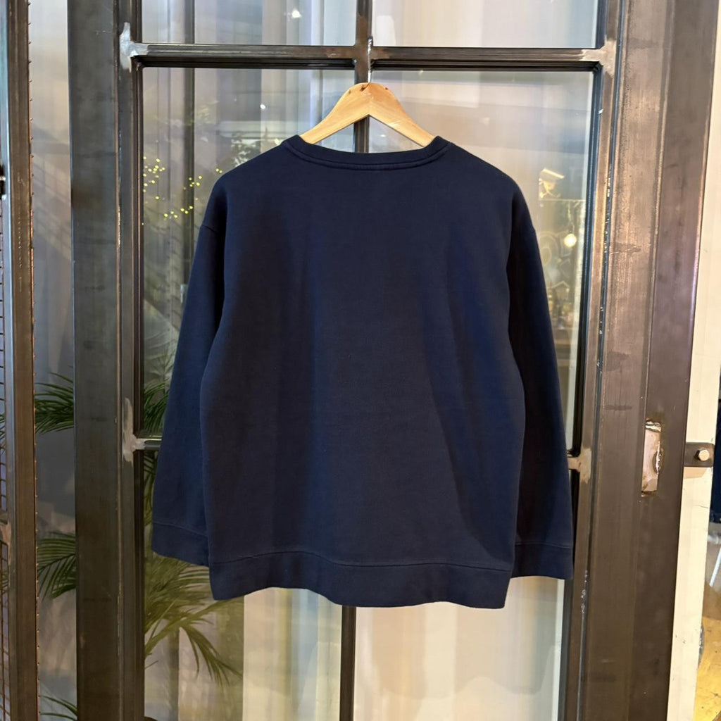 SWT613BR - Vintage Retro Essential Navy Tommy Hilfiger Crewneck Jumper Sweatshirt with spellout print logo #90s #sportswear #spellout #y2k #tommy