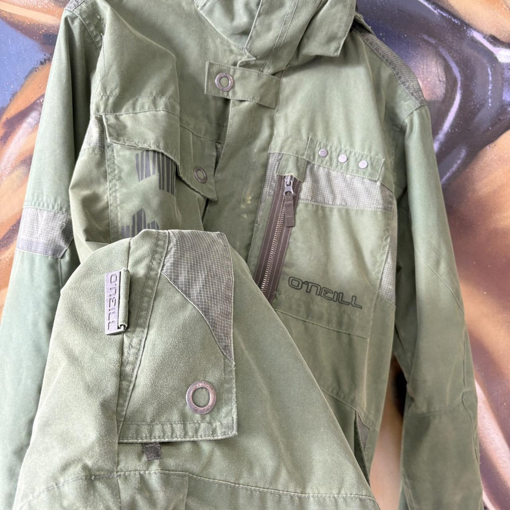 Vintage O’Neill Ski Jacket Mens Large Green Waterproof Technical Snow Coat 90s Y2K
