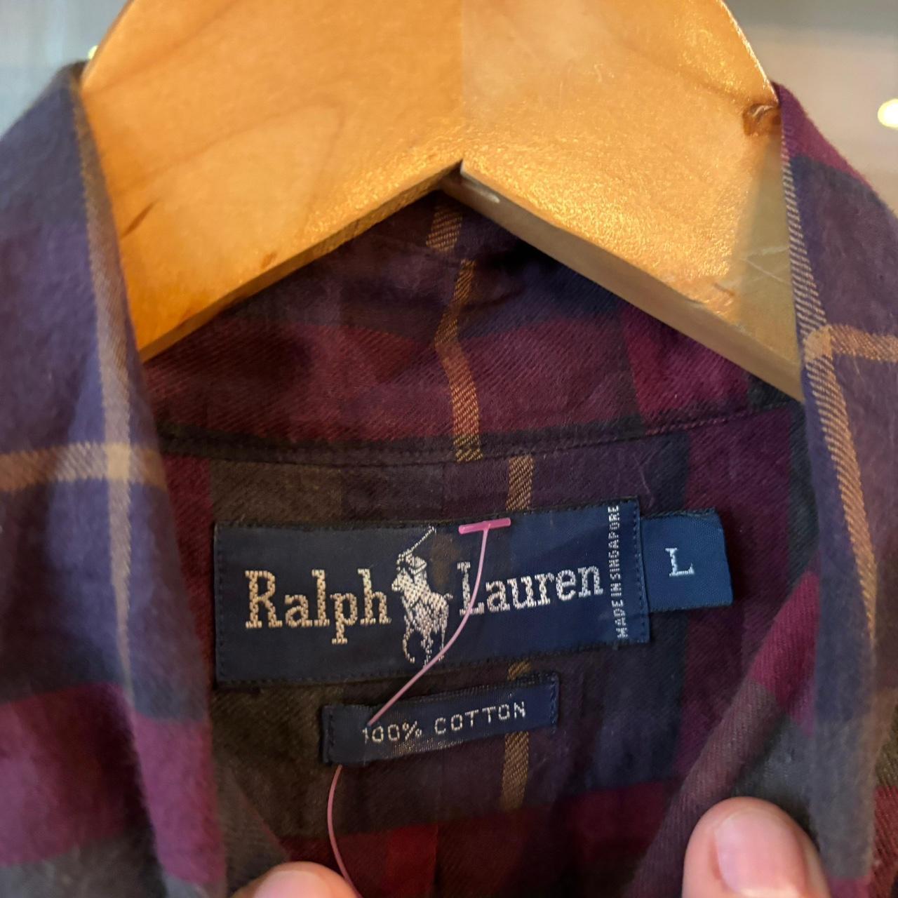 RLS236F - Vintage Ralph Lauren Plum Check Longsleeve collared button up polo shirt top #Y2K #preppy #chiefkeef #smartcasual #oldmoney
