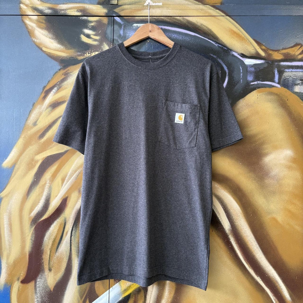 Vintage Carhartt T shirt Mens Small Charcoal Grey K87 Pocket Durable Workwear Skate Surf Tee Top 90s Y2K 00s