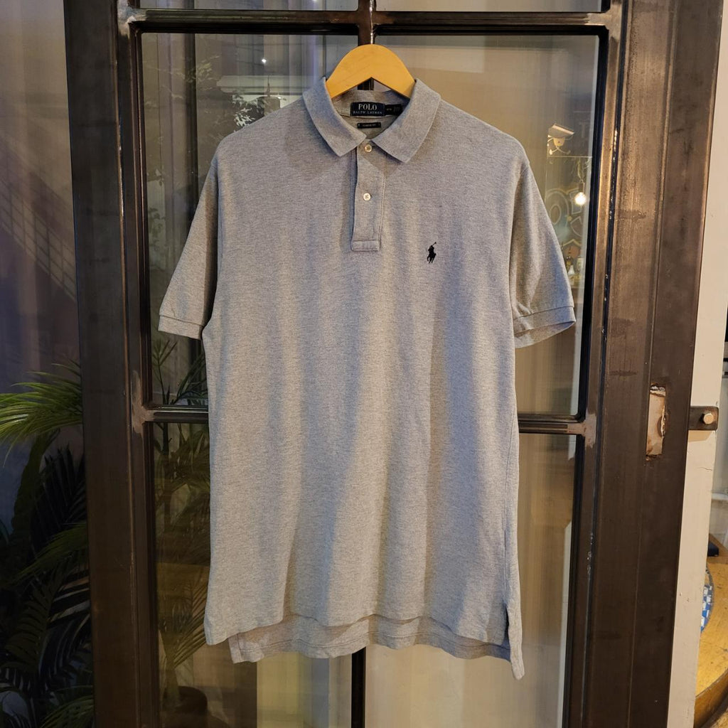 POL132 - Vintage Ralph Lauren Grey Polo Shirt Short Sleeve collared button up top #Y2K #preppy #chiefkeef #golf
