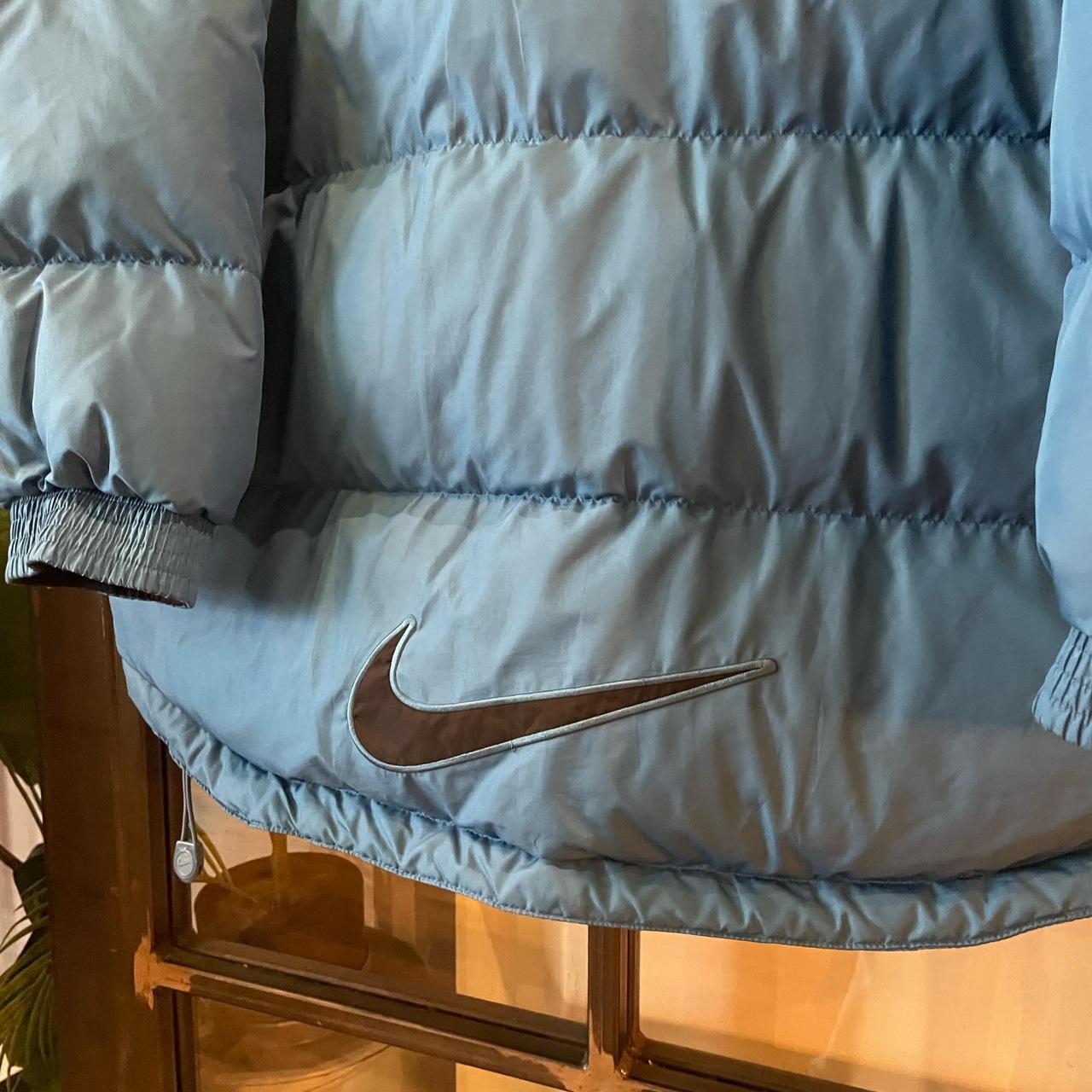 0325F59-U - Vintage Retro Essential Blue Nike down puffer padded jacket coat #gorpcore #outdoors #puffer #swoosh #nike