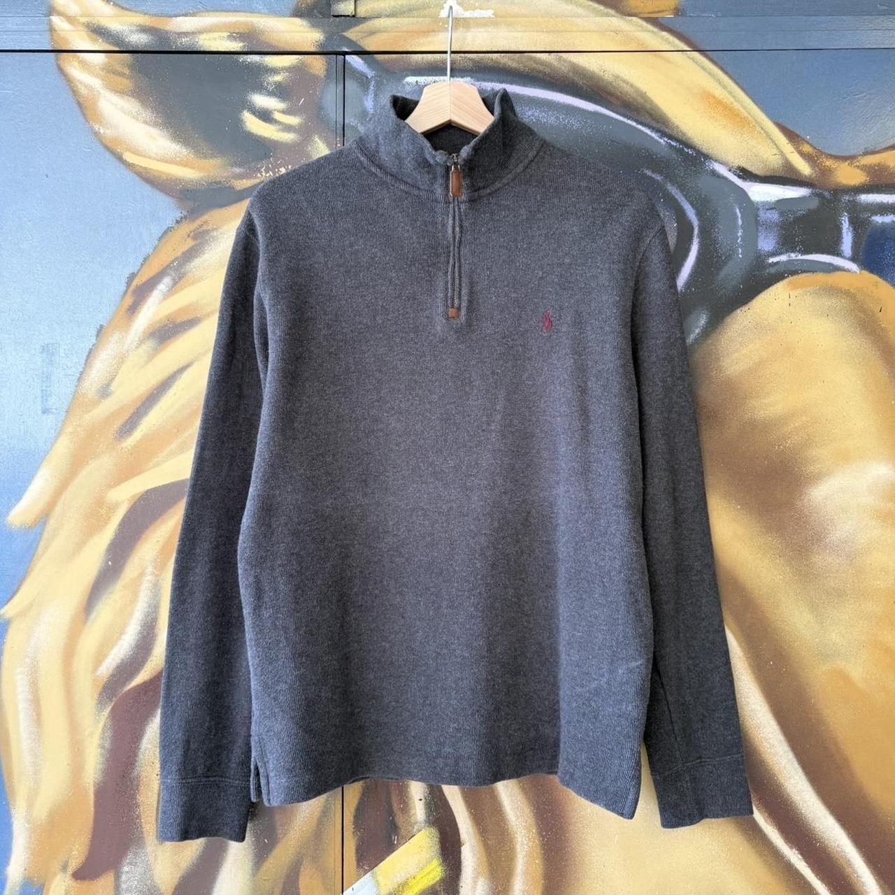BR1602i-U - Vintage Ralph Lauren Dark Grey 1/4 quarter zip up Sweatshirt jumper fleece top #Y2K #preppy #quarterzip #smartcasual #oldmoney