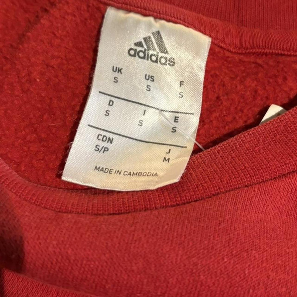 MA0406GU-P - Vintage Retro Essential Red Adidas Raglan Jumper Sweatshirt with embroidered logo #90s #sportswear #essential #y2k #adidas