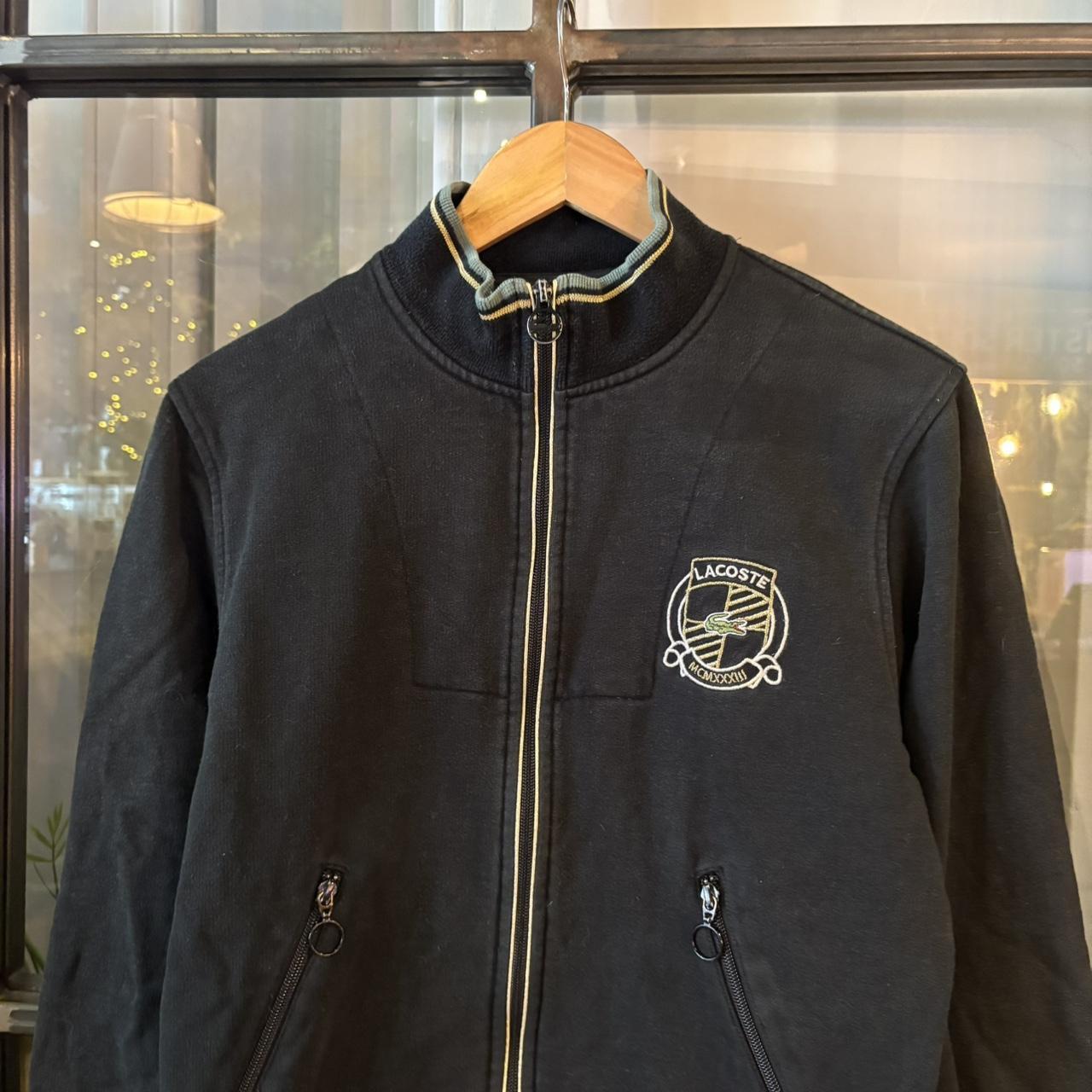 SWT577F - Vintage retro essential Black Lacoste full zip up Track outdoor fleece jacket #sportswear #y2k #preppy #lacoste #oldmoney