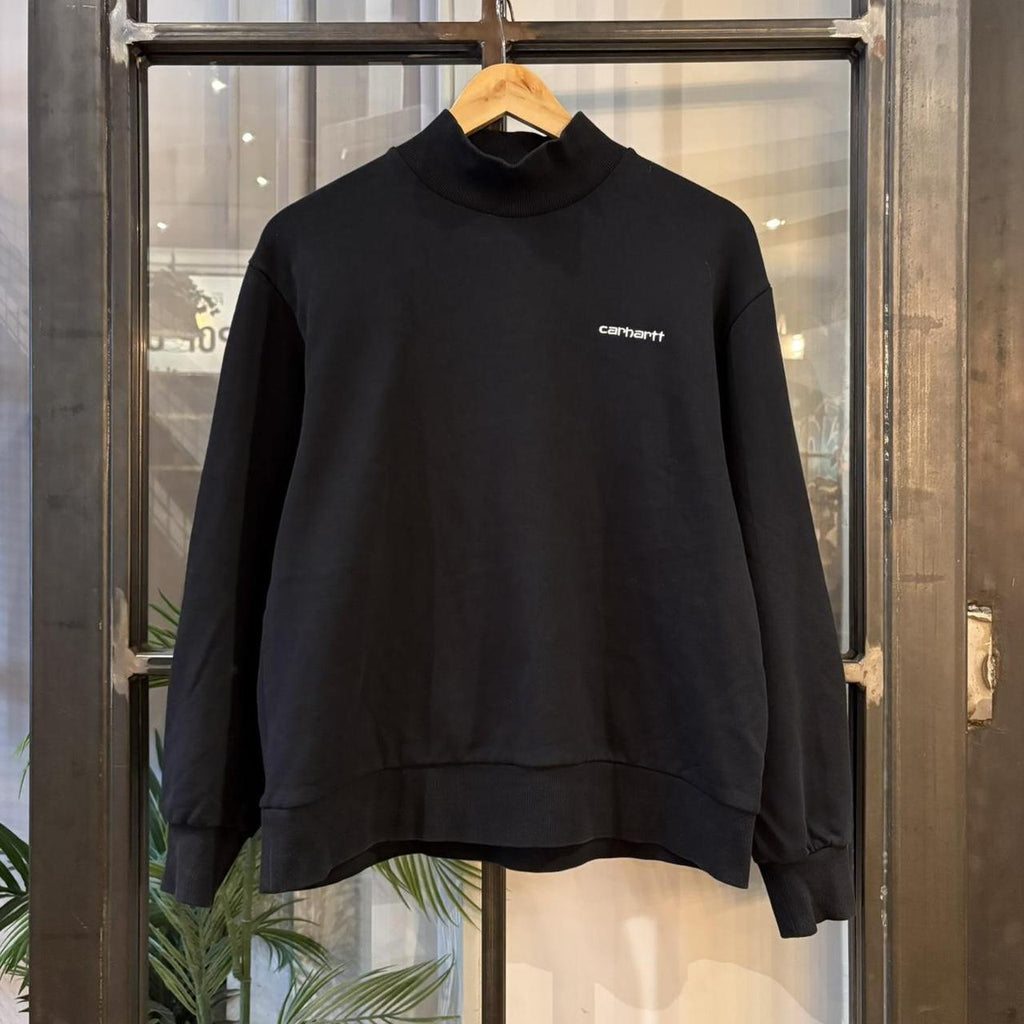 Carhartt WIP Black Mock Neck Jumper Black Women’s Small Oversized Sweatshirt Surf Skate Top Pullover 90s Y2K