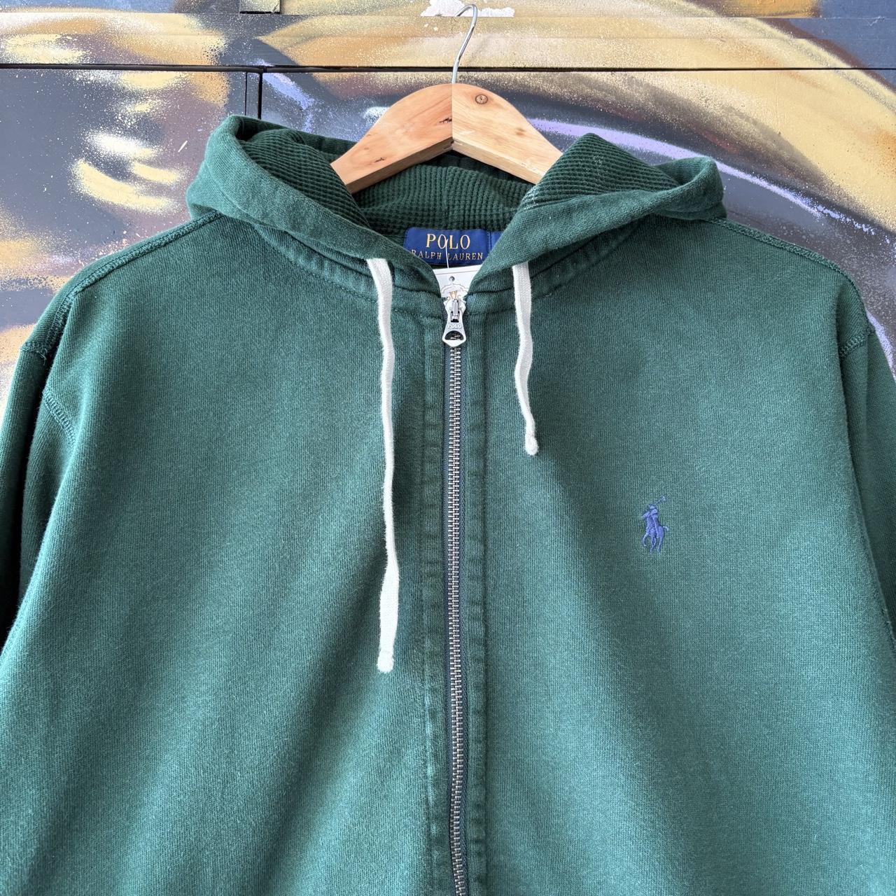 Vintage Polo Ralph Lauren Hoodie Mens Medium Dark Green Full Zip Sweatshirt  Jumper Preppy Old Money Top 90s Y2K 00s